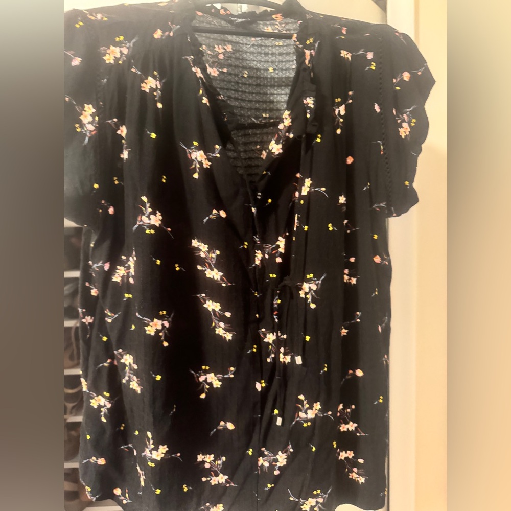 Buffalo David Bitton Black Wrap Blouse